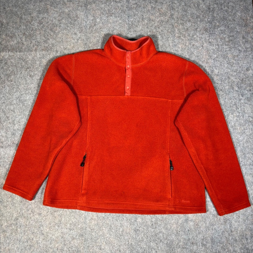 LL Bean Fleece Pullover Mens XL Red Polartec Snap Neck Pocket 0 BFC3 Sweater VTG